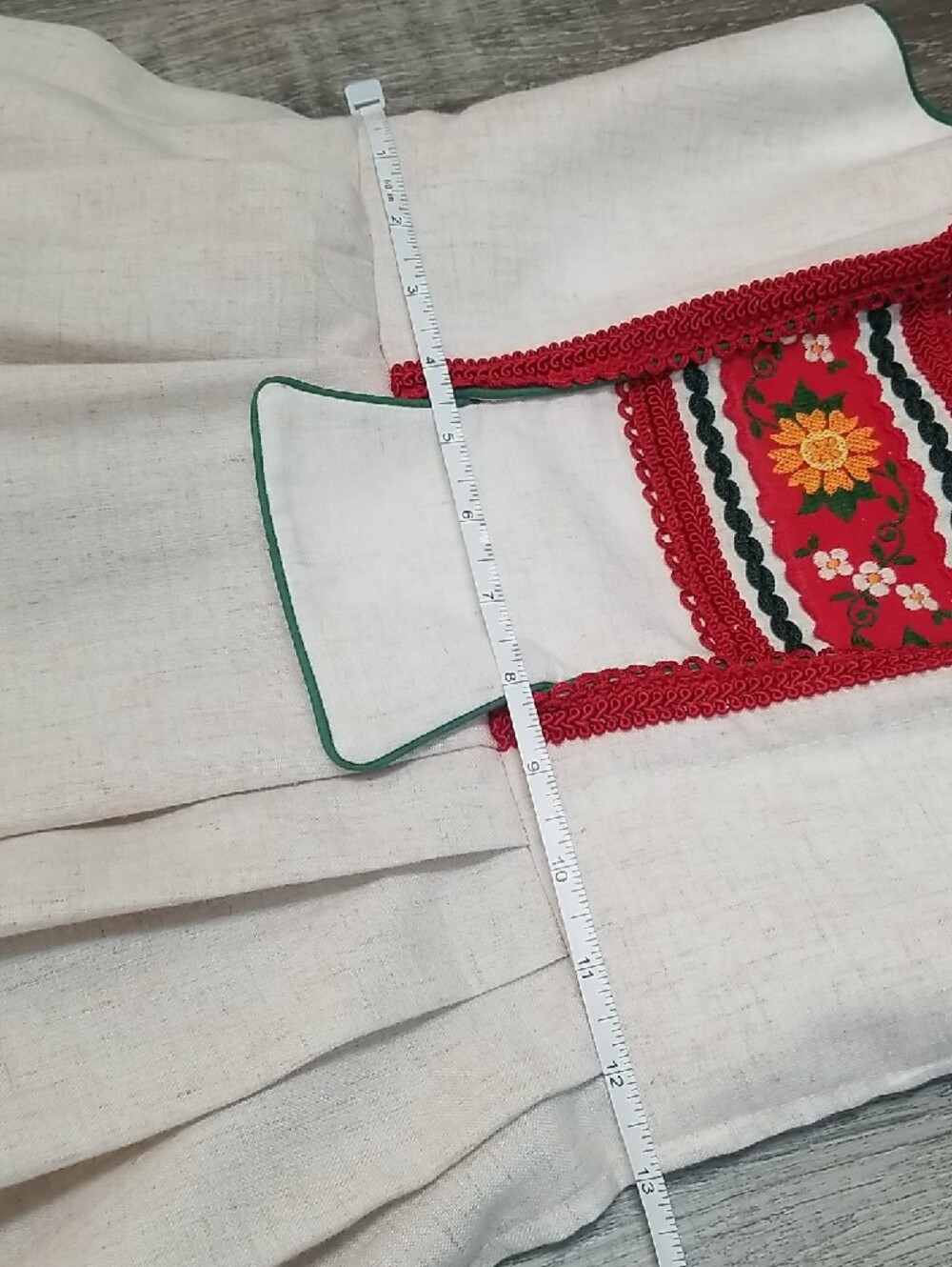 Vintage Dirndl with Red, Orange, Green & White Embroidered Trim - Picture 4 of 8